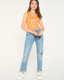 Outlet Damski top w kolorze pomarańczowym Bluzki / Koszule / Koszulki