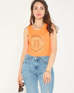 Outlet Damski top w kolorze pomarańczowym Bluzki / Koszule / Koszulki