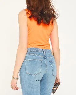 Outlet Damski top w kolorze pomarańczowym Bluzki / Koszule / Koszulki