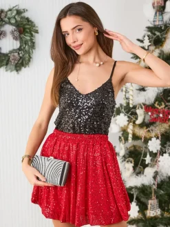 Clearance Damski top z cekinami Bluzki / Koszule / Koszulki