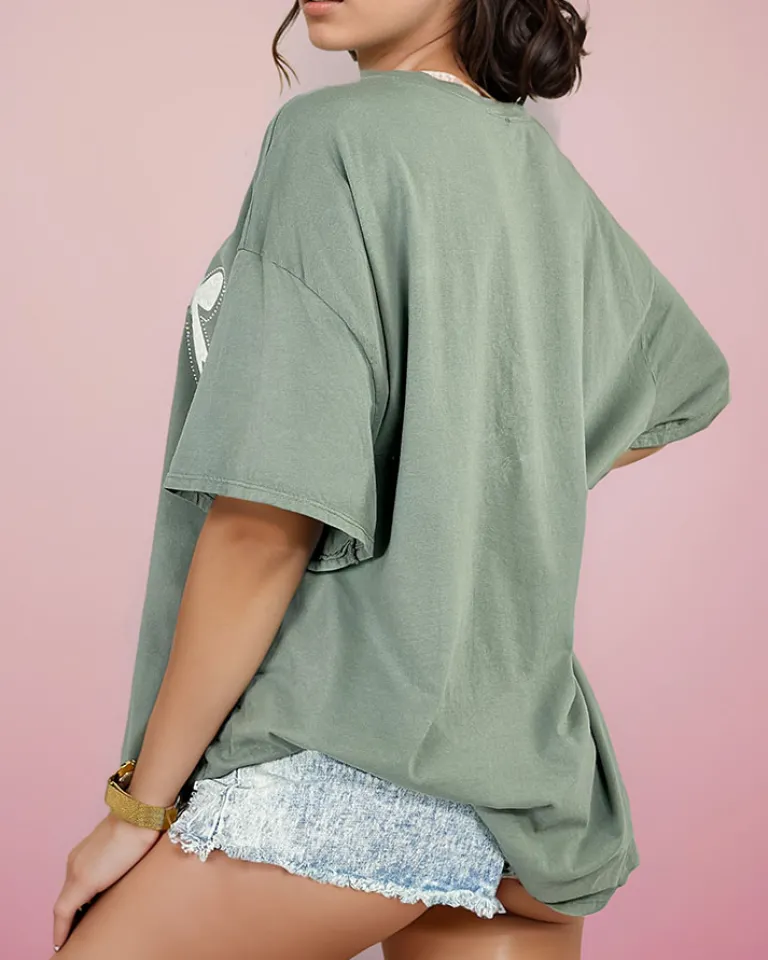 Best Damski t-shirt z naszywką w kształcie kokardki Bluzki / Koszule / Koszulki