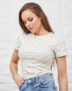 New Damski t-shirt z napisami Bluzki / Koszule / Koszulki