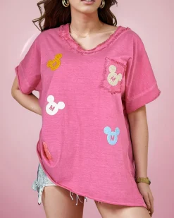 Damski t-shirt z naszywkami Bluzki / Koszule / Koszulki