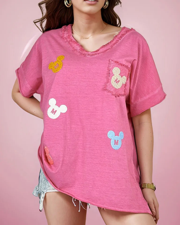 Damski t-shirt z naszywkami Bluzki / Koszule / Koszulki