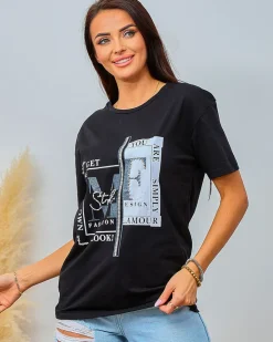 Outlet Damski t-shirt z nadrukiem Bluzki / Koszule / Koszulki