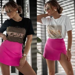 Outlet Damski t-shirt z nadrukiem Bluzki / Koszule / Koszulki