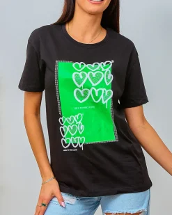 Outlet Damski t-shirt z nadrukiem Bluzki / Koszule / Koszulki