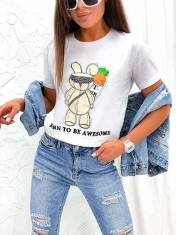 Hot Damski t-shirt z nadrukiem Bluzki / Koszule / Koszulki