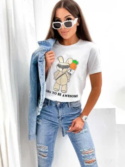 Hot Damski t-shirt z nadrukiem Bluzki / Koszule / Koszulki