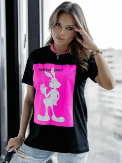 Outlet Damski t-shirt z nadrukiem Bluzki / Koszule / Koszulki