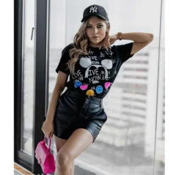 Outlet Damski t-shirt z nadrukiem Bluzki / Koszule / Koszulki