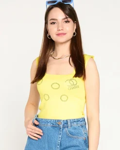 Clearance Damski top ze złotymi cyrkoniami Bluzki / Koszule / Koszulki