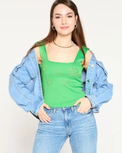 Outlet Damski top ze złotymi cyrkoniami Bluzki / Koszule / Koszulki