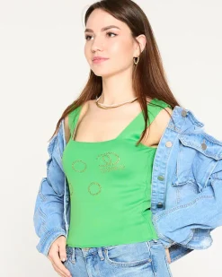 Outlet Damski top ze złotymi cyrkoniami Bluzki / Koszule / Koszulki