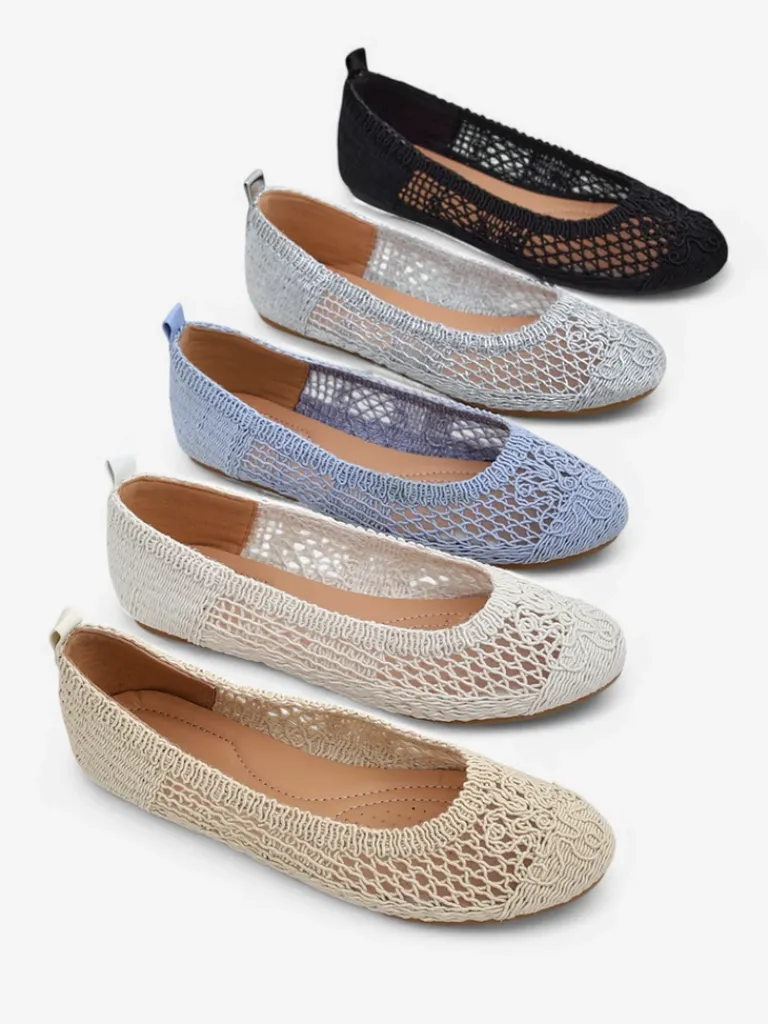 Damskie baleriny ażurowe Annete Baleriny Klasyczne