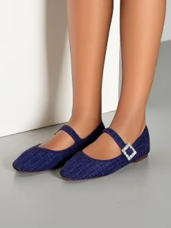 Clearance Damskie baleriny w krateczkę z klamerką i paseczkiem Riffos Buty Na Wielkie Wyjście|Baleriny Klasyczne