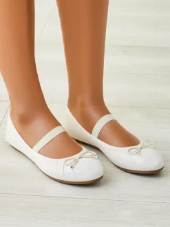 Outlet Damskie baleriny z kokardką i gumką Evsal Buty Na Wielkie Wyjście|Baleriny Klasyczne