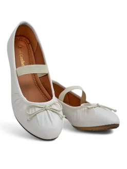 Outlet Damskie baleriny z kokardką i gumką Evsal Buty Na Wielkie Wyjście|Baleriny Klasyczne