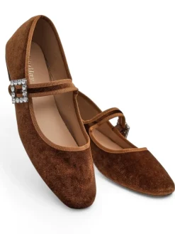 Discount Damskie baleriny a' la welur z klamerką i paseczkiem Enribes Buty Na Wielkie Wyjście|Baleriny Klasyczne