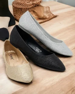 Sale Damskie baleriny z brokatem Samelvi Baleriny Klasyczne