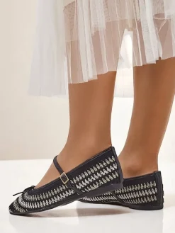 Clearance Damskie baleriny plecione z paseczkiem Vanot Baleriny Klasyczne