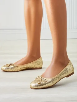 Clearance Damskie baleriny z brokatem i kokardką Aramie Buty Na Wielkie Wyjście|Baleriny Klasyczne