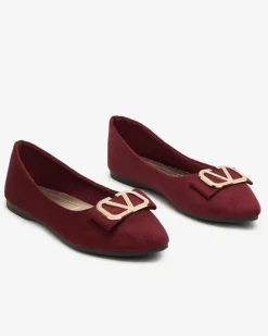 Clearance Damskie bordowe baleriny z ozdobą na nosku Cavo Baleriny Klasyczne