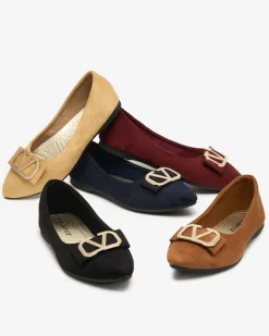 Clearance Damskie bordowe baleriny z ozdobą na nosku Cavo Baleriny Klasyczne