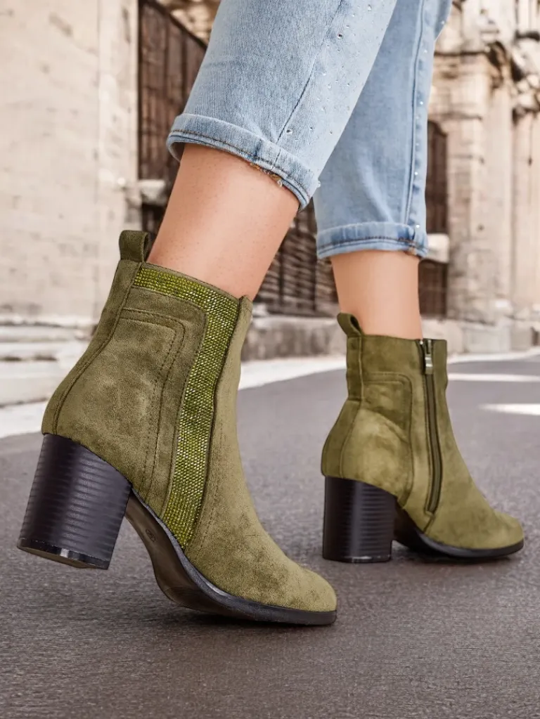 Hot Damskie botki na słupku Venotto Botki Na Słupku|Nowość