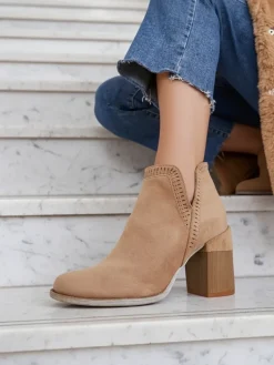 Best Damskie botki na słupku Vettot Botki Bez Ocieplenia|Botki Na Słupku