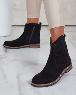 Damskie botki ażurowe Toffas Botki Bez Ocieplenia|Botki Na Płaskim Obcasie