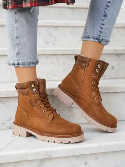 Discount Damskie botki workery Fiemo Workery|Botki Z Delikatnym Ociepleniem