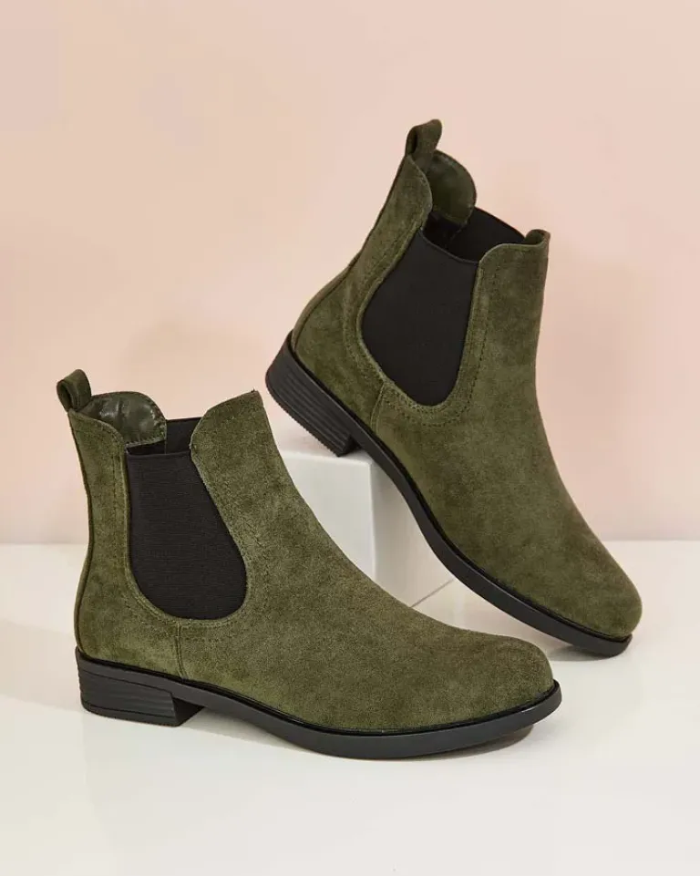 New Damskie botki a'la sztyblety z eko-zamszu Ataras Botki Z Delikatnym Ociepleniem|Sztyblety