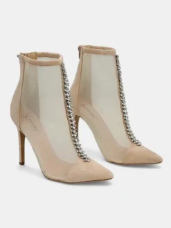 Best Damskie botki na szpilce z przeźroczystej siateczki Glam Style Szpilki|Botki Bez Ocieplenia