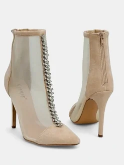 Best Damskie botki na szpilce z przeźroczystej siateczki Glam Style Szpilki|Botki Bez Ocieplenia