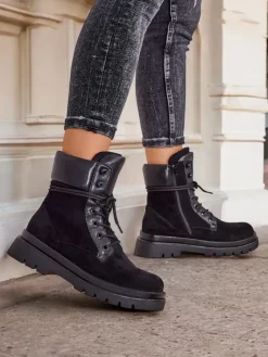 New Damskie botki workery Ferrinole Workery|Botki Z Delikatnym Ociepleniem