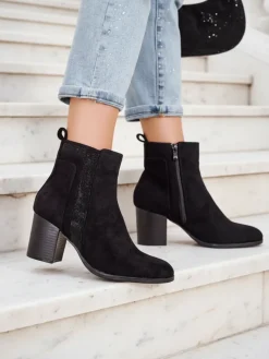 Outlet Damskie botki na słupku Venotto Botki Bez Ocieplenia|Botki Na Słupku