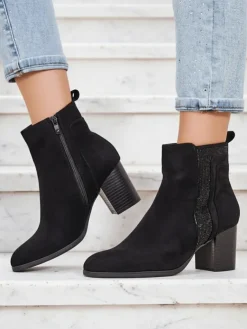 Outlet Damskie botki na słupku Venotto Botki Bez Ocieplenia|Botki Na Słupku