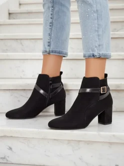 Outlet Damskie botki na słupku Eloron Botki Z Delikatnym Ociepleniem|Botki Na Słupku