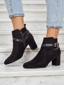 Outlet Damskie botki na słupku Eloron Botki Z Delikatnym Ociepleniem|Botki Na Słupku