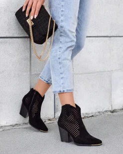 Hot Damskie botki ażurowe Tonnet Botki Bez Ocieplenia|Botki Na Słupku