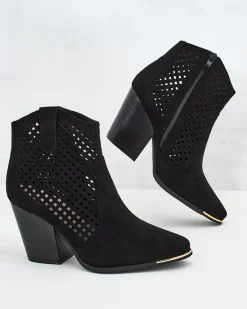 Hot Damskie botki ażurowe Tonnet Botki Bez Ocieplenia|Botki Na Słupku