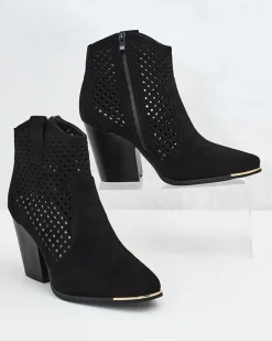 Hot Damskie botki ażurowe Tonnet Botki Bez Ocieplenia|Botki Na Słupku