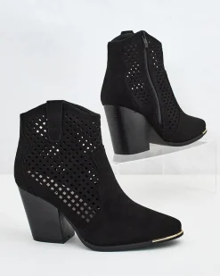 Hot Damskie botki ażurowe Tonnet Botki Bez Ocieplenia|Botki Na Słupku