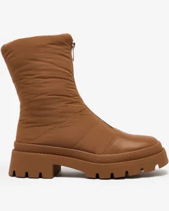 Outlet Damskie botki na płaskim obcasie w kolorze camelowym Tainve Botki Z Delikatnym Ociepleniem|Botki Na Płaskim Obcasie