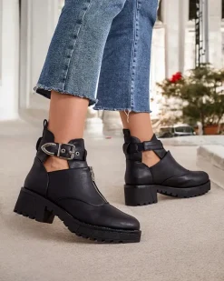 Online Damskie botki typu workery Komowi Botki Na Płaskim Obcasie|Nowość