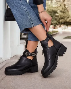 Online Damskie botki typu workery Komowi Botki Na Płaskim Obcasie|Nowość