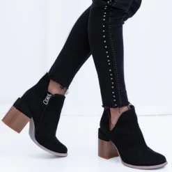 Outlet Damskie botki z wycięciami w m kolorze Plinara Botki Bez Ocieplenia|Botki Na Słupku