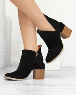 Outlet Damskie botki z wycięciami w m kolorze Plinara Botki Bez Ocieplenia|Botki Na Słupku