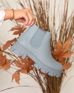 Discount Damskie botki na płaskim obcasie w kolorze niebieskim Alussady Botki Z Delikatnym Ociepleniem|Botki Na Płaskim Obcasie